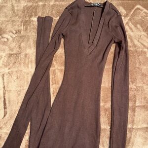 Fashion Nova Chocolate Long Sleeve Jumpsuit